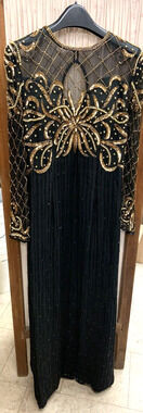 Versatile Black and Gold Bead Dress by Laurence Kazar hei8081